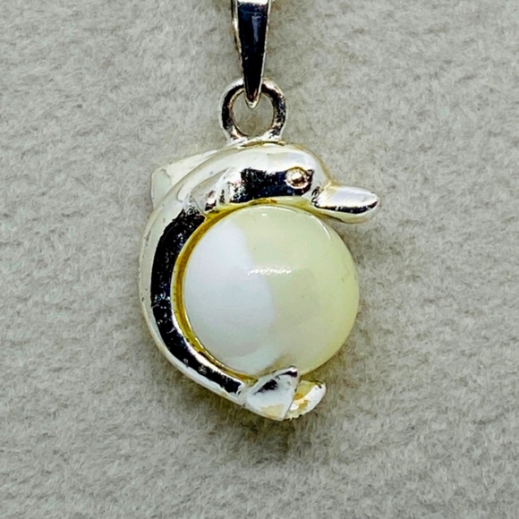 925 Silver Italy Jewelry - Vintage Dolphin Ball 925 Silver Italy Pendant Necklace